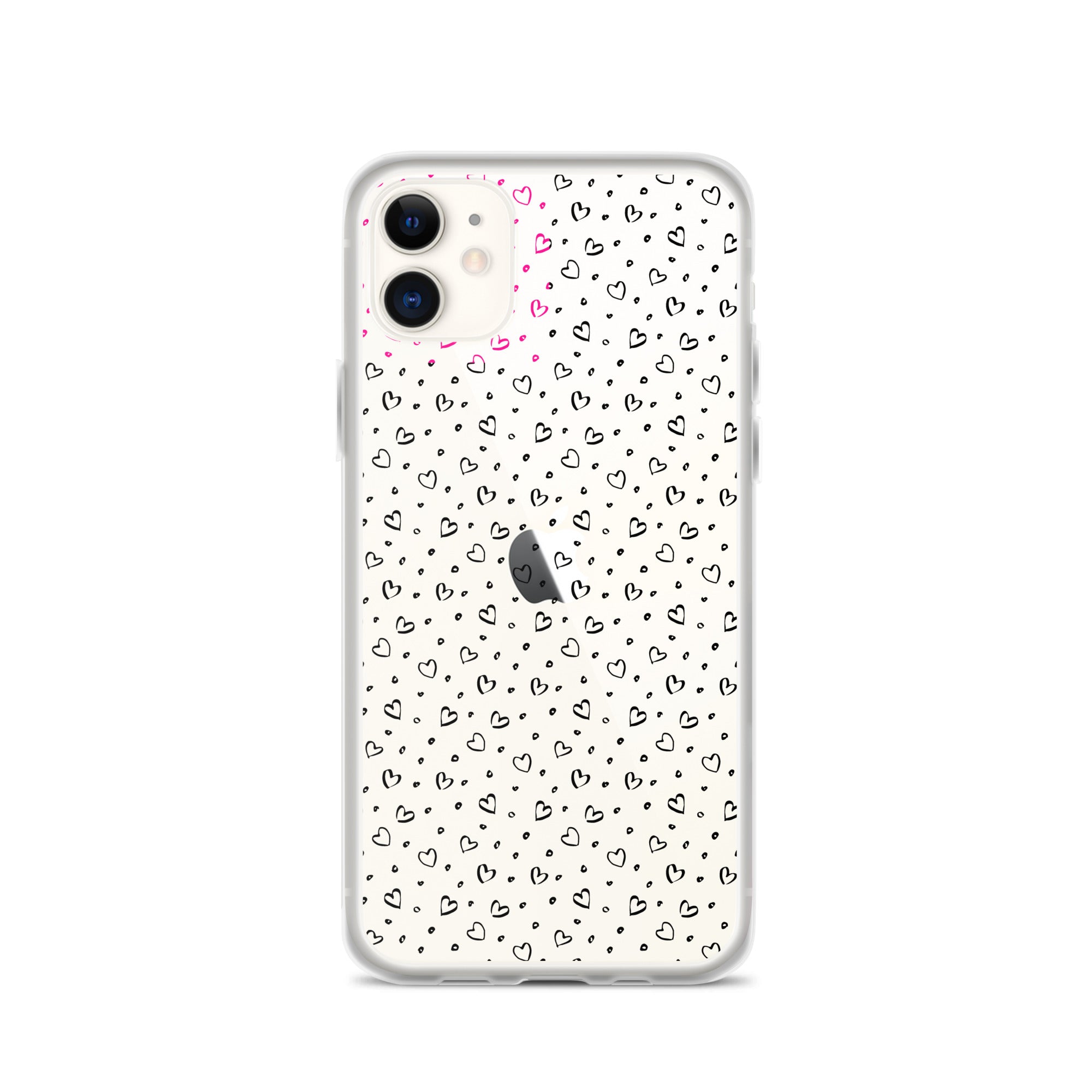 Hearts Doodle Clear iPhone® Case, Transparent Luxury Cover, Scratch-Resistant, Available For All Models, JHTEE Accessories. - JHTEE