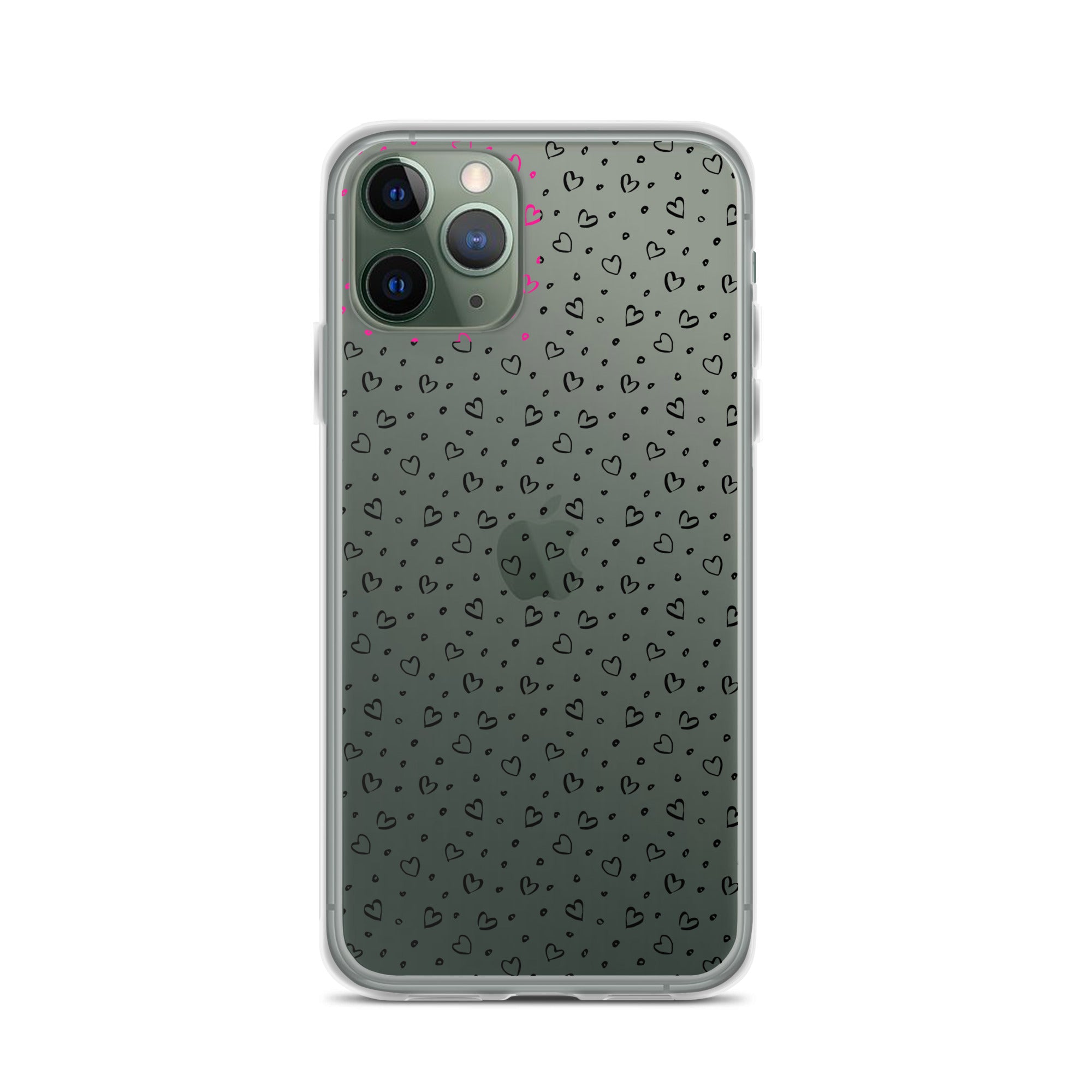 Hearts Doodle Clear iPhone® Case, Transparent Luxury Cover, Scratch-Resistant, Available For All Models, JHTEE Accessories. - JHTEE