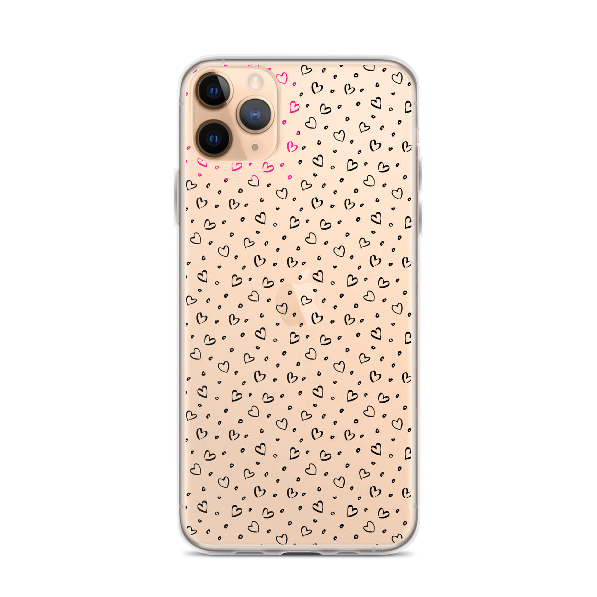 Hearts Doodle Clear iPhone® Case, Transparent Luxury Cover, Scratch-Resistant, Available For All Models, JHTEE Accessories. - JHTEE