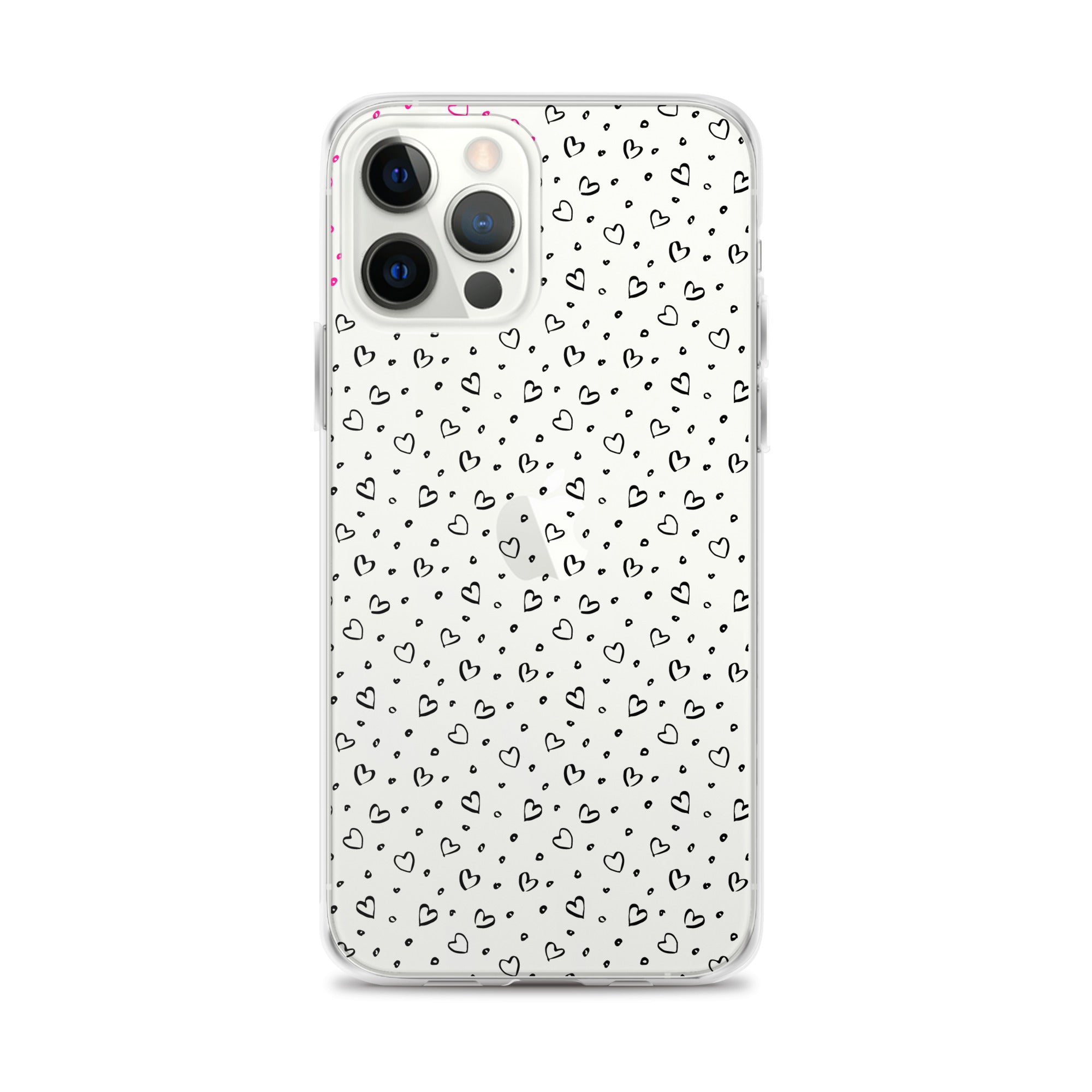 Hearts Doodle Clear iPhone® Case, Transparent Luxury Cover, Scratch-Resistant, Available For All Models, JHTEE Accessories. - JHTEE