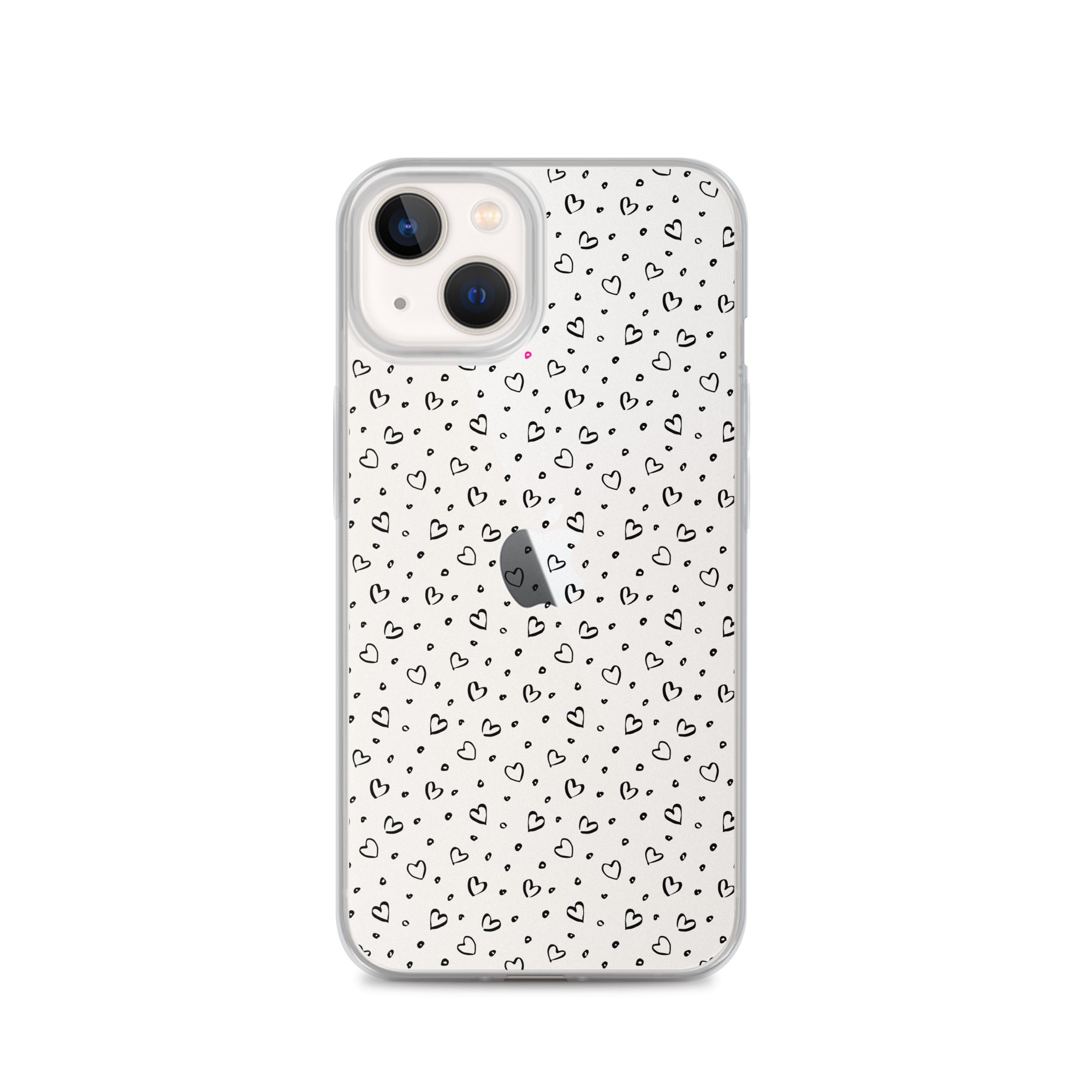 Hearts Doodle Clear iPhone® Case, Transparent Luxury Cover, Scratch-Resistant, Available For All Models, JHTEE Accessories. - JHTEE