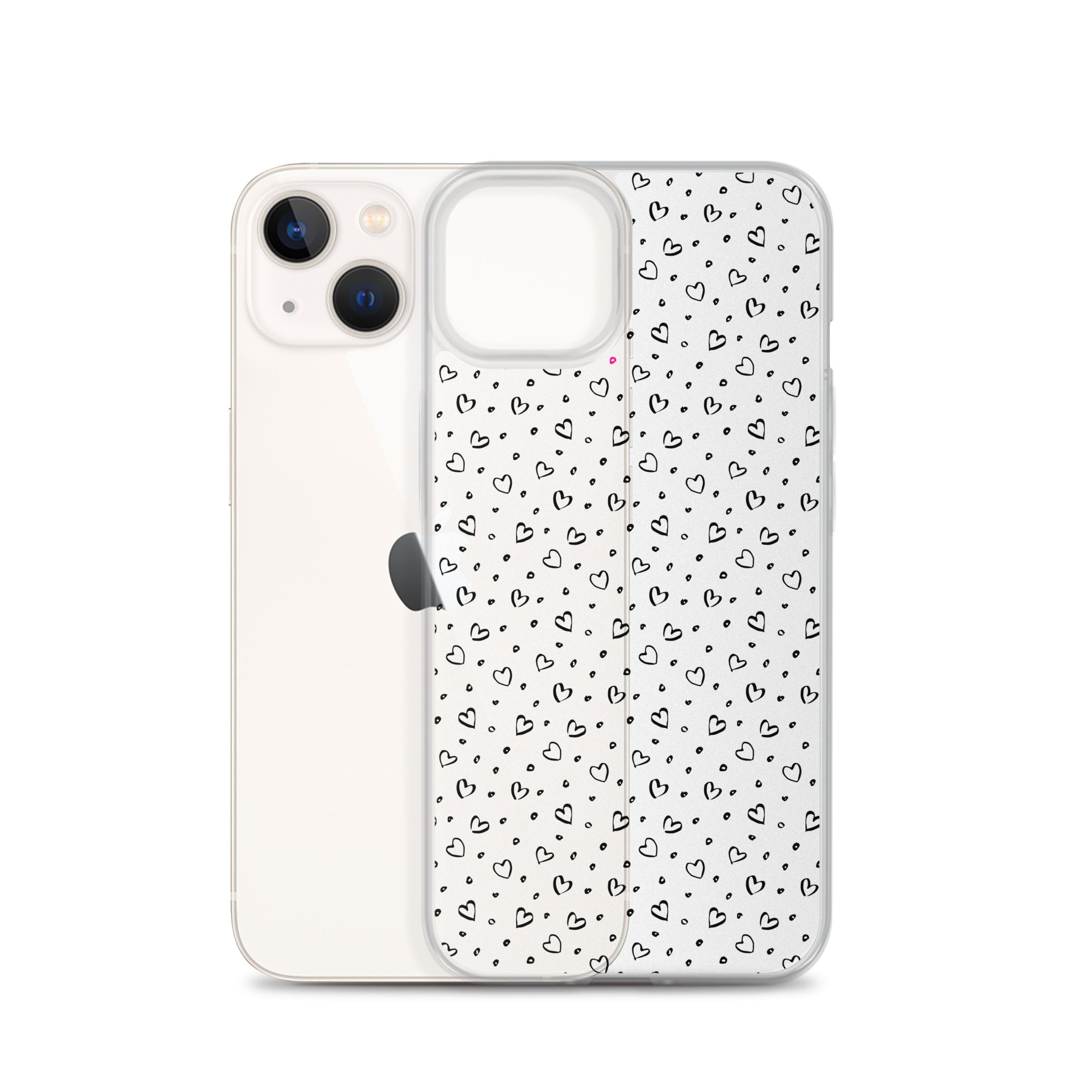Hearts Doodle Clear iPhone® Case, Transparent Luxury Cover, Scratch-Resistant, Available For All Models, JHTEE Accessories. - JHTEE