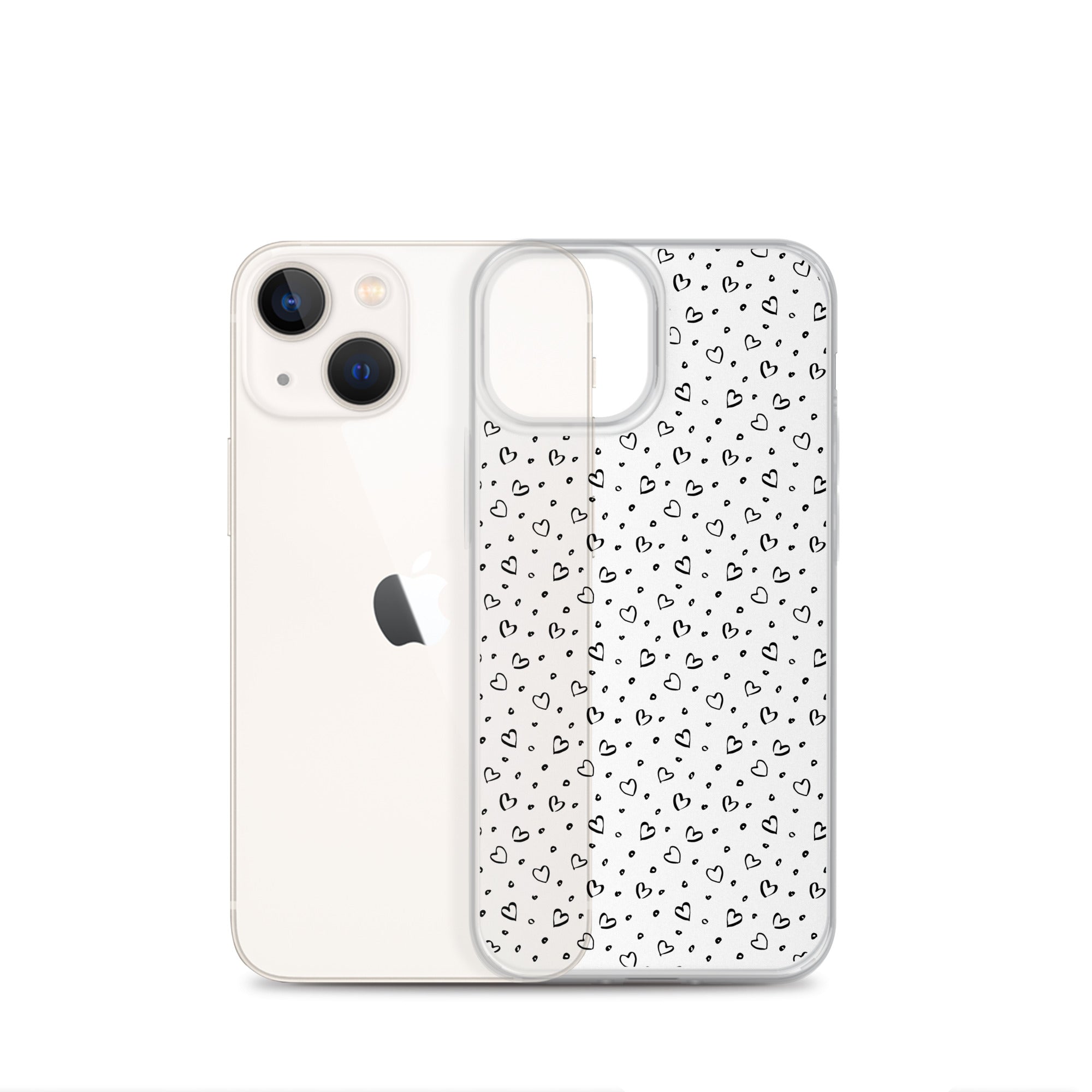 Hearts Doodle Clear iPhone® Case, Transparent Luxury Cover, Scratch-Resistant, Available For All Models, JHTEE Accessories. - JHTEE