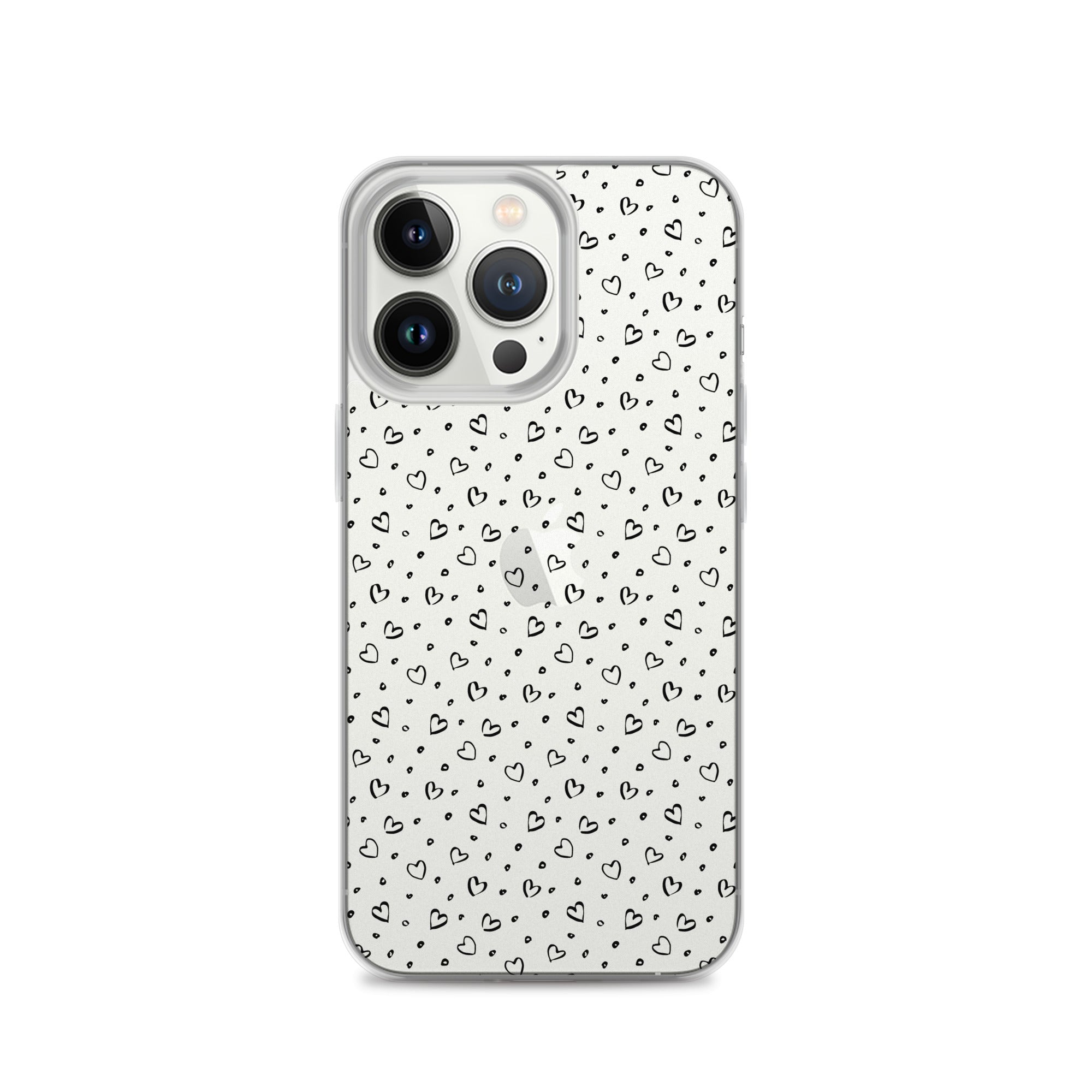 Hearts Doodle Clear iPhone® Case, Transparent Luxury Cover, Scratch-Resistant, Available For All Models, JHTEE Accessories. - JHTEE