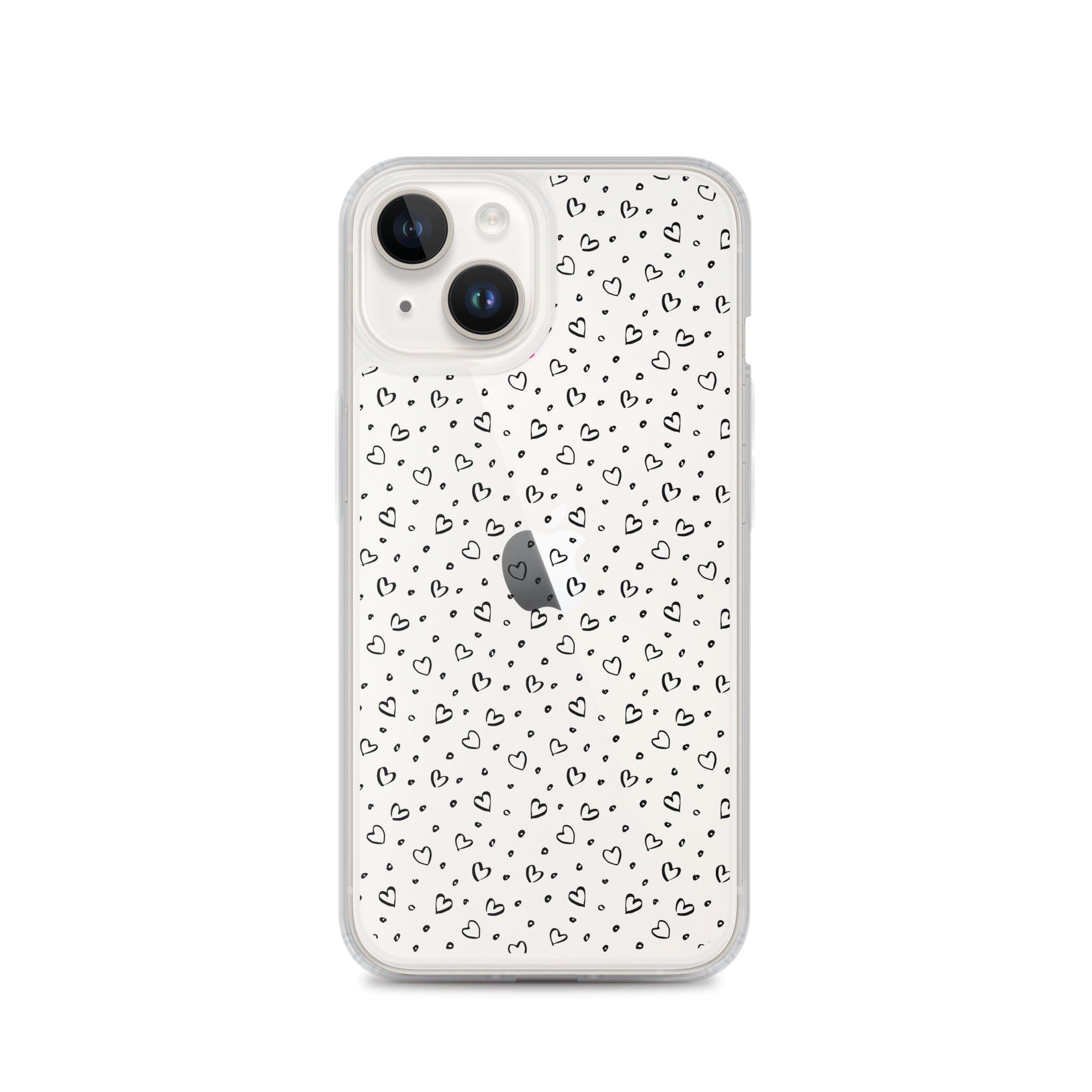 Hearts Doodle Clear iPhone® Case, Transparent Luxury Cover, Scratch-Resistant, Available For All Models, JHTEE Accessories. - JHTEE