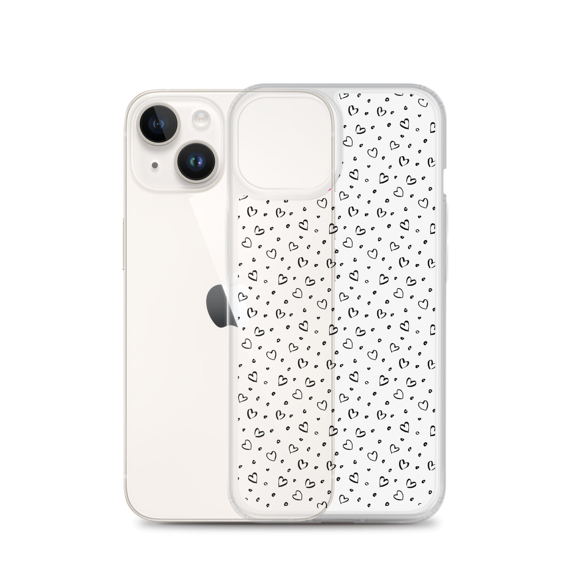 Hearts Doodle Clear iPhone® Case, Transparent Luxury Cover, Scratch-Resistant, Available For All Models, JHTEE Accessories. - JHTEE