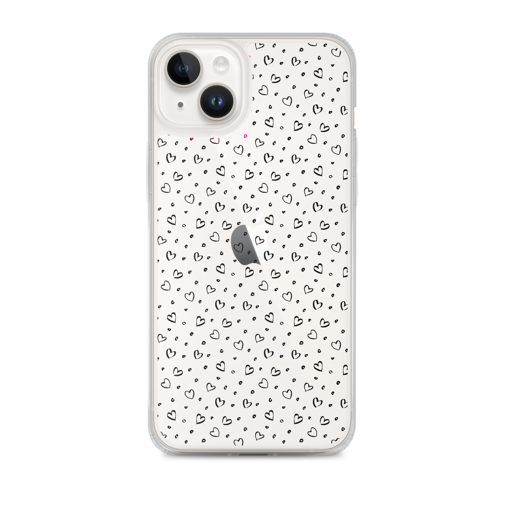 Hearts Doodle Clear iPhone® Case, Transparent Luxury Cover, Scratch-Resistant, Available For All Models, JHTEE Accessories. - JHTEE