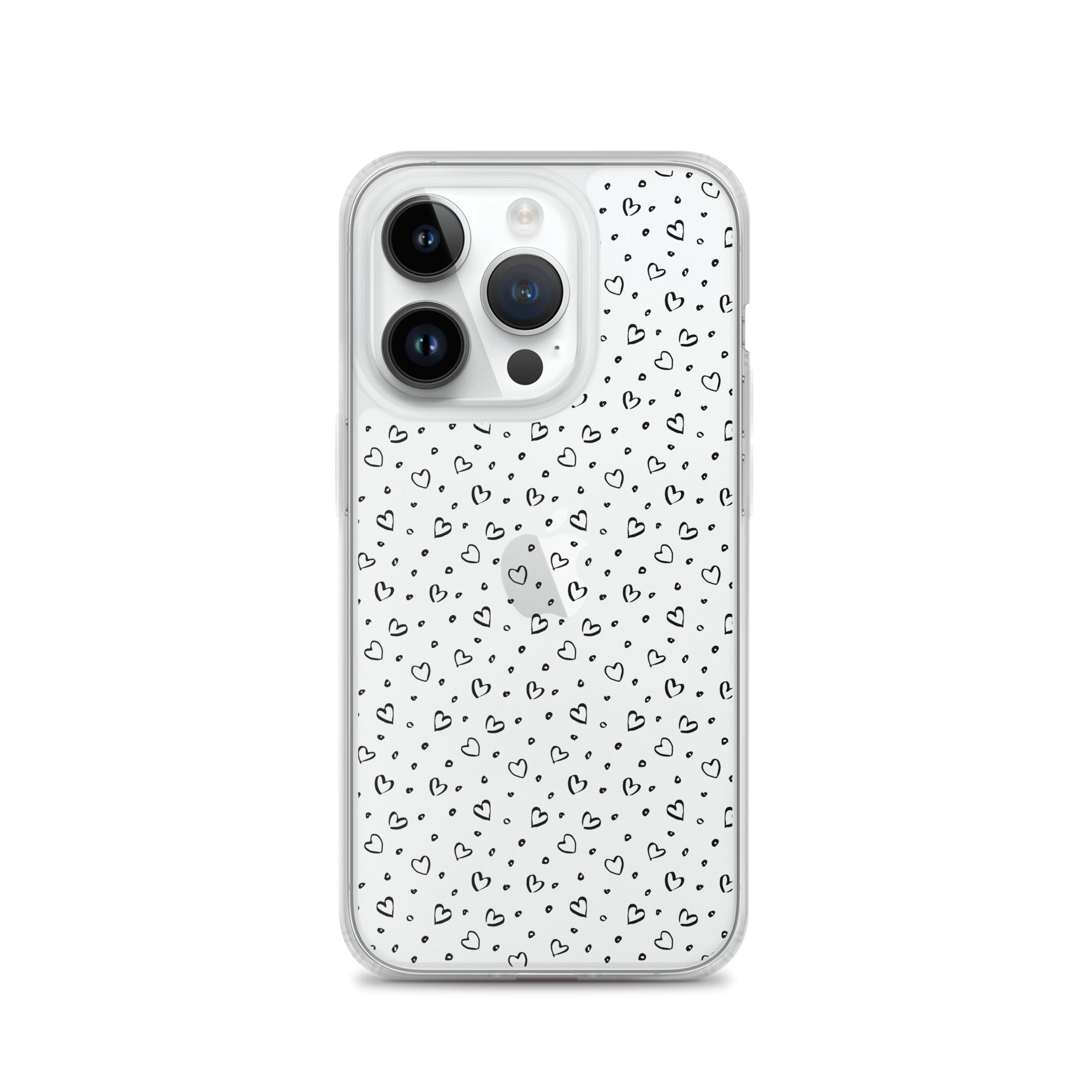 Hearts Doodle Clear iPhone® Case, Transparent Luxury Cover, Scratch-Resistant, Available For All Models, JHTEE Accessories. - JHTEE