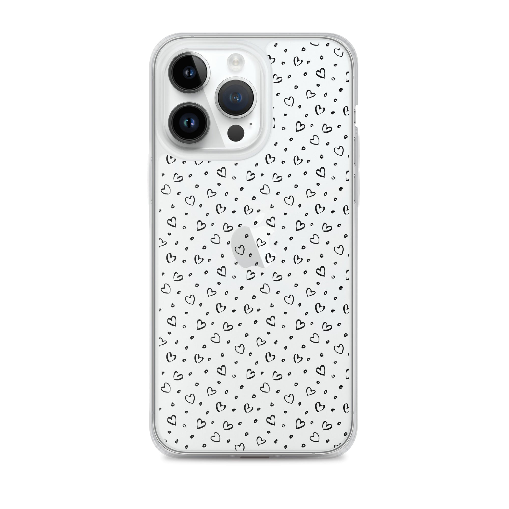 Hearts Doodle Clear iPhone® Case, Transparent Luxury Cover, Scratch-Resistant, Available For All Models, JHTEE Accessories. - JHTEE