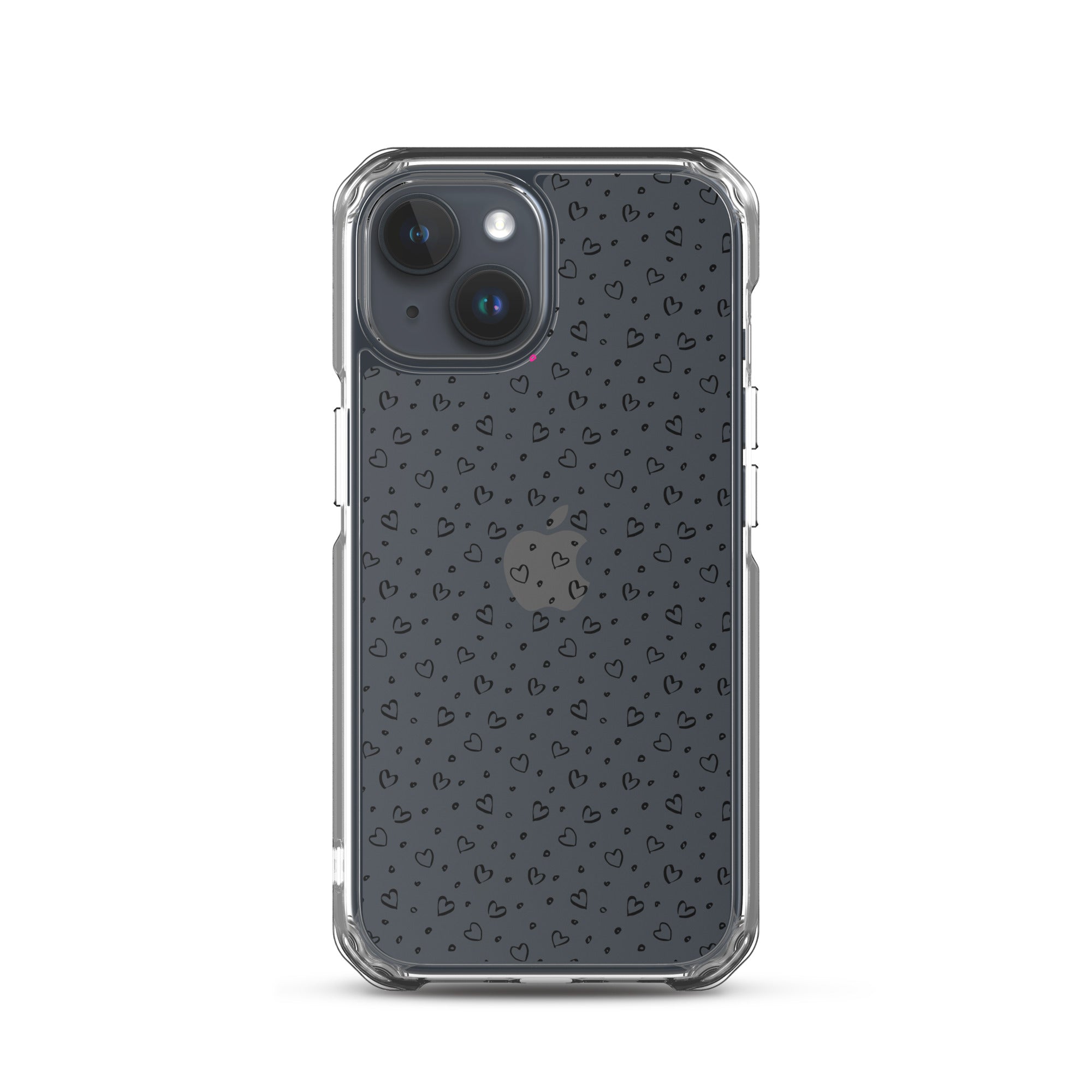 Hearts Doodle Clear iPhone® Case, Transparent Luxury Cover, Scratch-Resistant, Available For All Models, JHTEE Accessories. - JHTEE