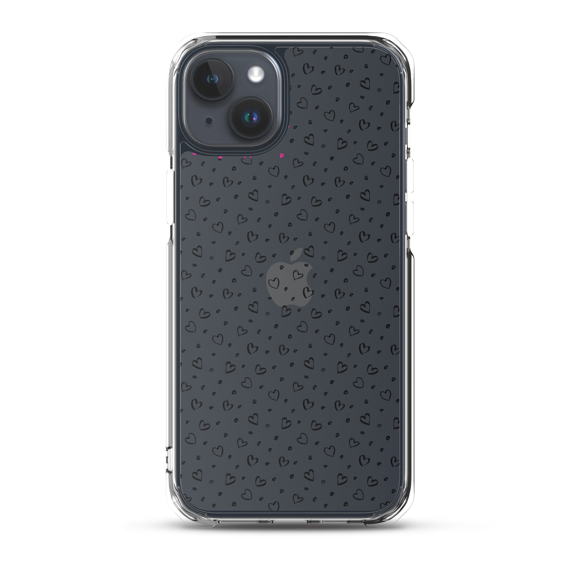 Hearts Doodle Clear iPhone® Case, Transparent Luxury Cover, Scratch-Resistant, Available For All Models, JHTEE Accessories. - JHTEE