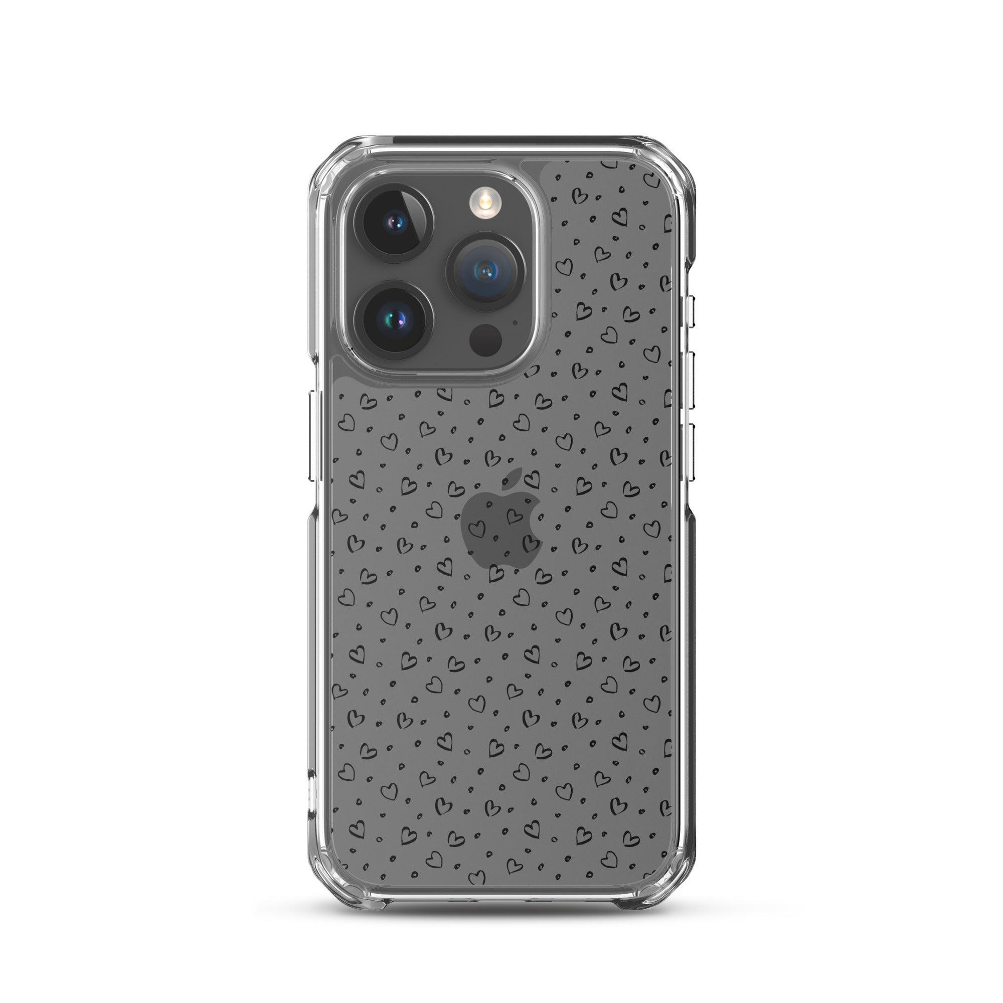 Hearts Doodle Clear iPhone® Case, Transparent Luxury Cover, Scratch-Resistant, Available For All Models, JHTEE Accessories. - JHTEE