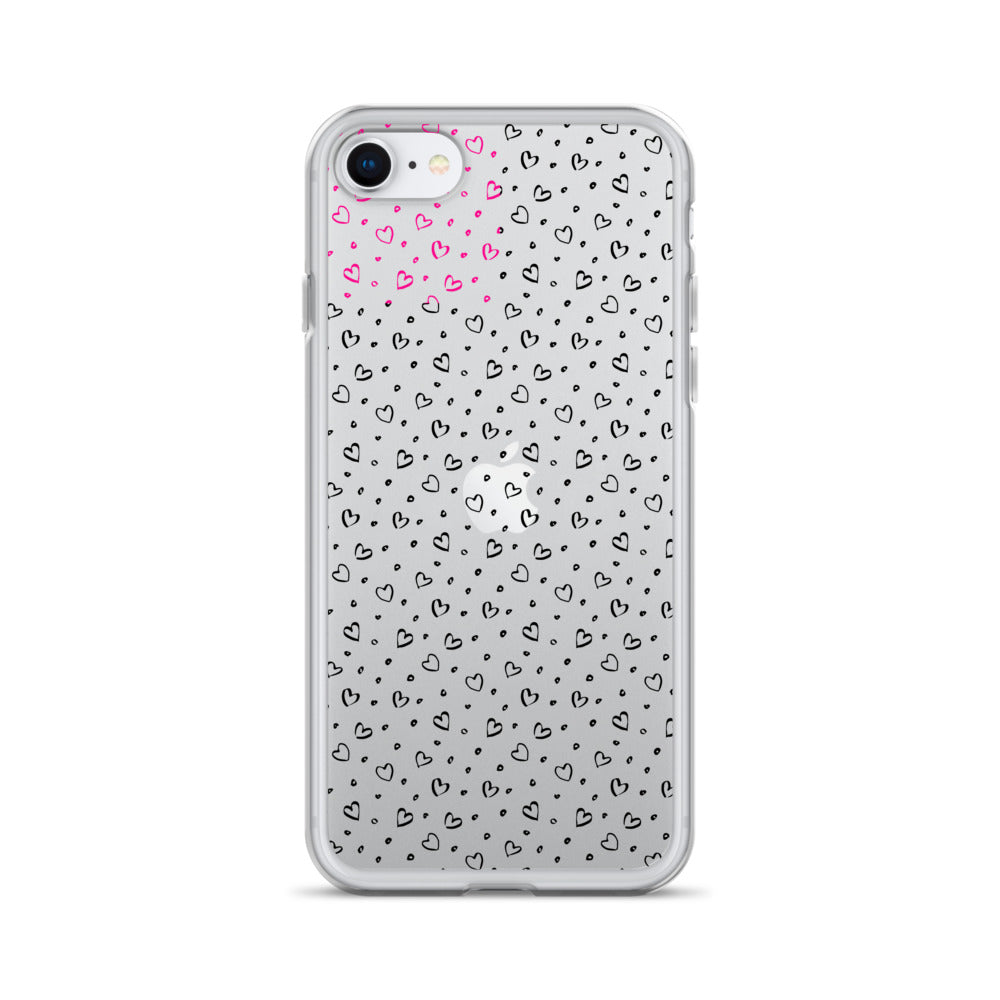 Hearts Doodle Clear iPhone® Case, Transparent Luxury Cover, Scratch-Resistant, Available For All Models, JHTEE Accessories. - JHTEE