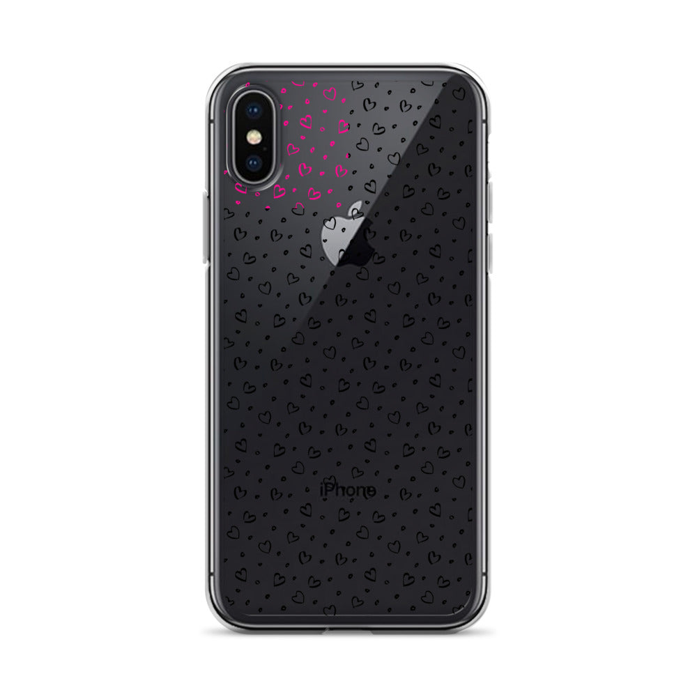 Hearts Doodle Clear iPhone® Case, Transparent Luxury Cover, Scratch-Resistant, Available For All Models, JHTEE Accessories. - JHTEE