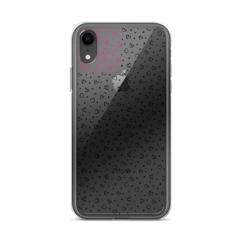Hearts Doodle Clear iPhone® Case, Transparent Luxury Cover, Scratch-Resistant, Available For All Models, JHTEE Accessories. - JHTEE