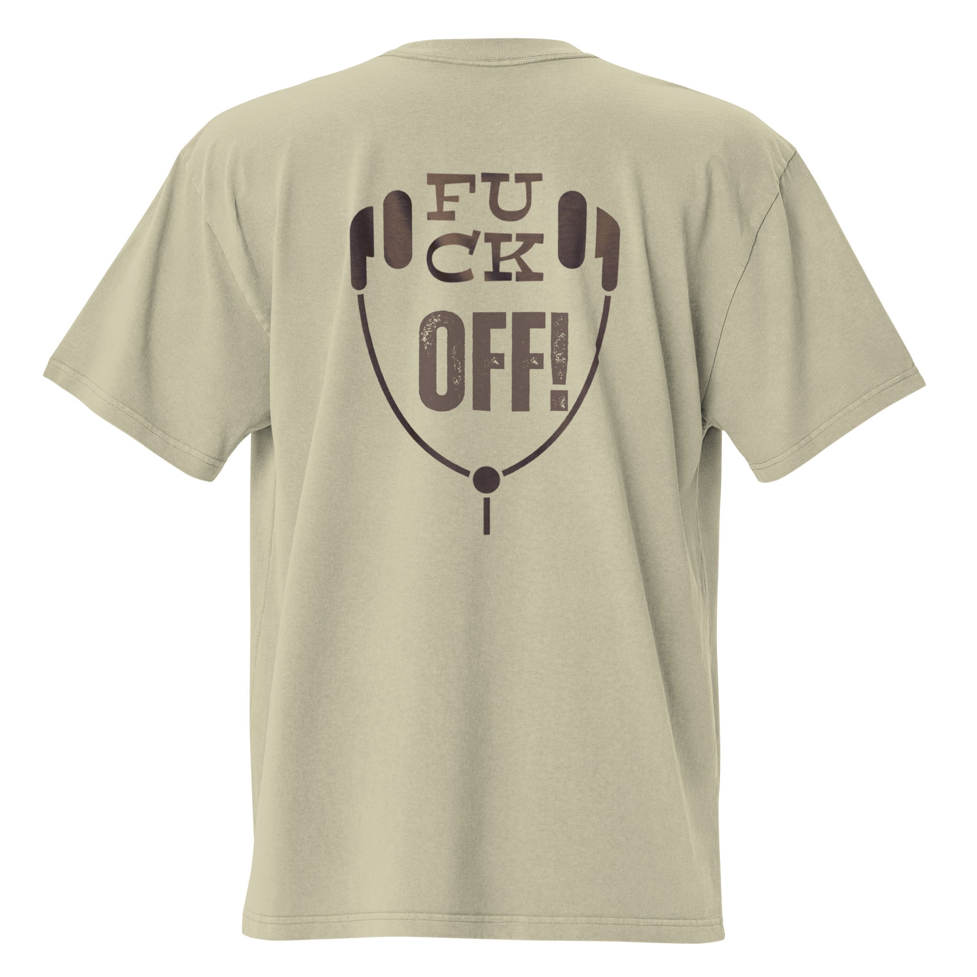 FU CK OFF Back Print Oversized Faded T-Shirt