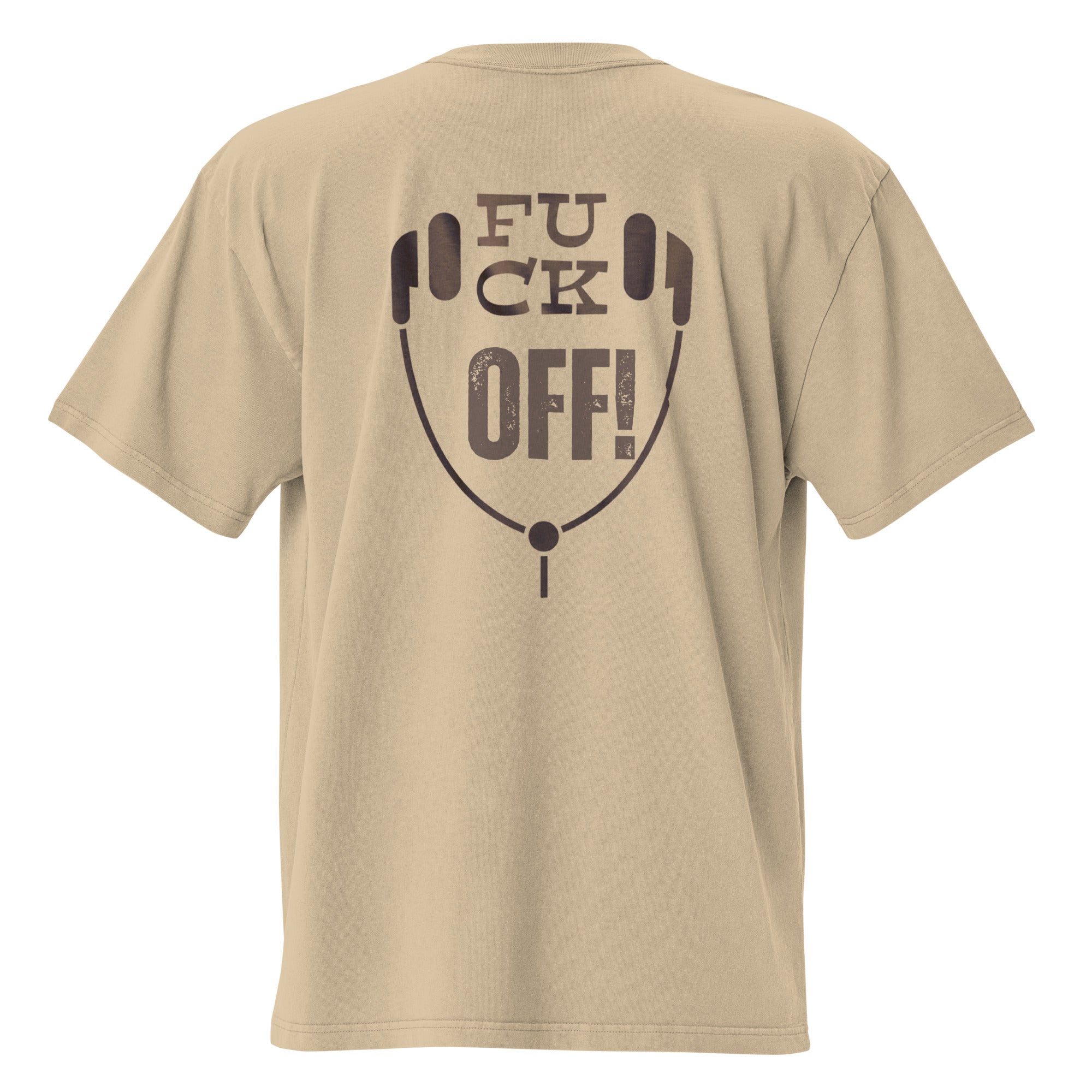 FU CK OFF Back Print Oversized Faded T-Shirt