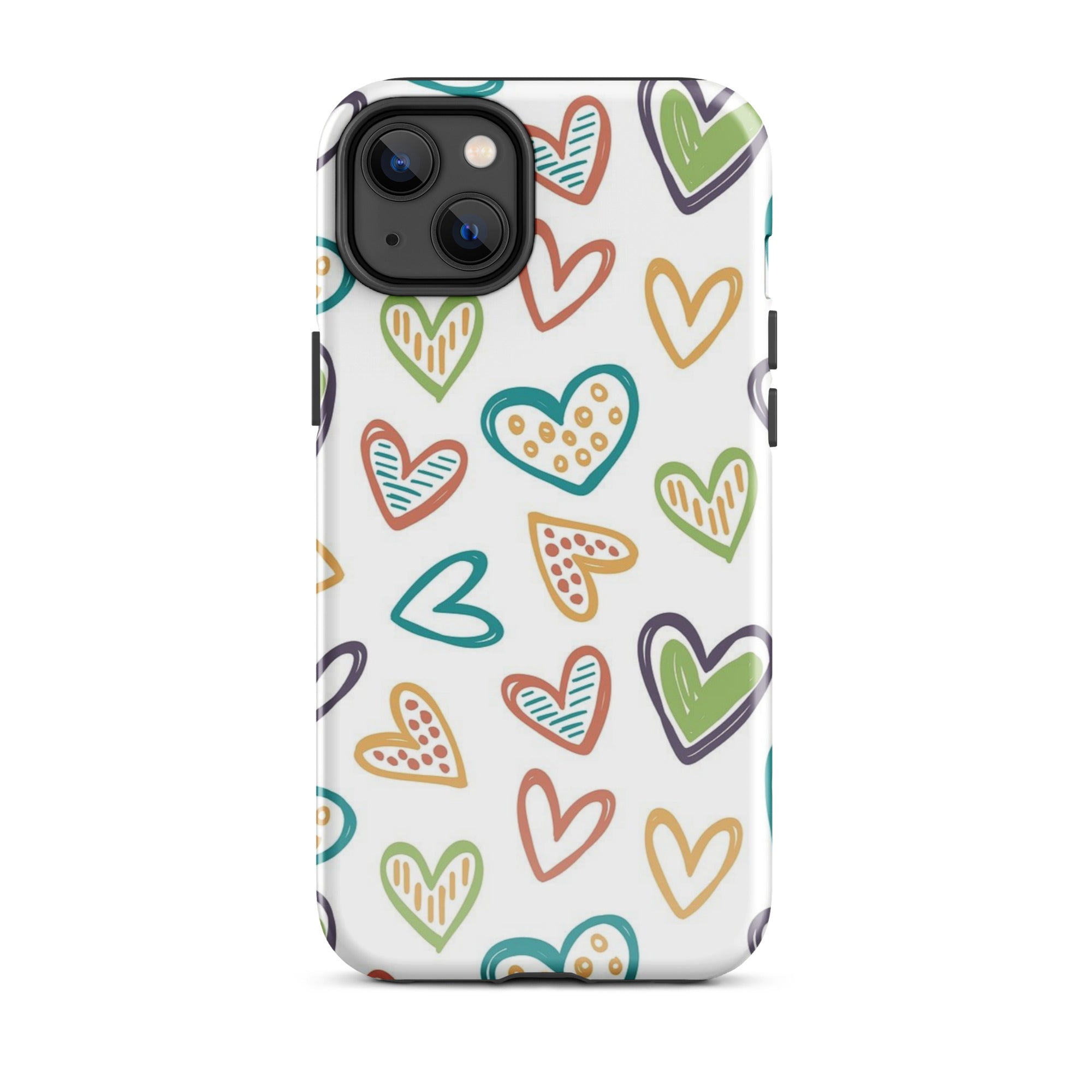 Hearts Doodle iPhone® Dual-Layered Tough Case : Fashionable Protection, Induction Charging Compatible, Global Shipping, JHTEE Accessories. - JHTEE