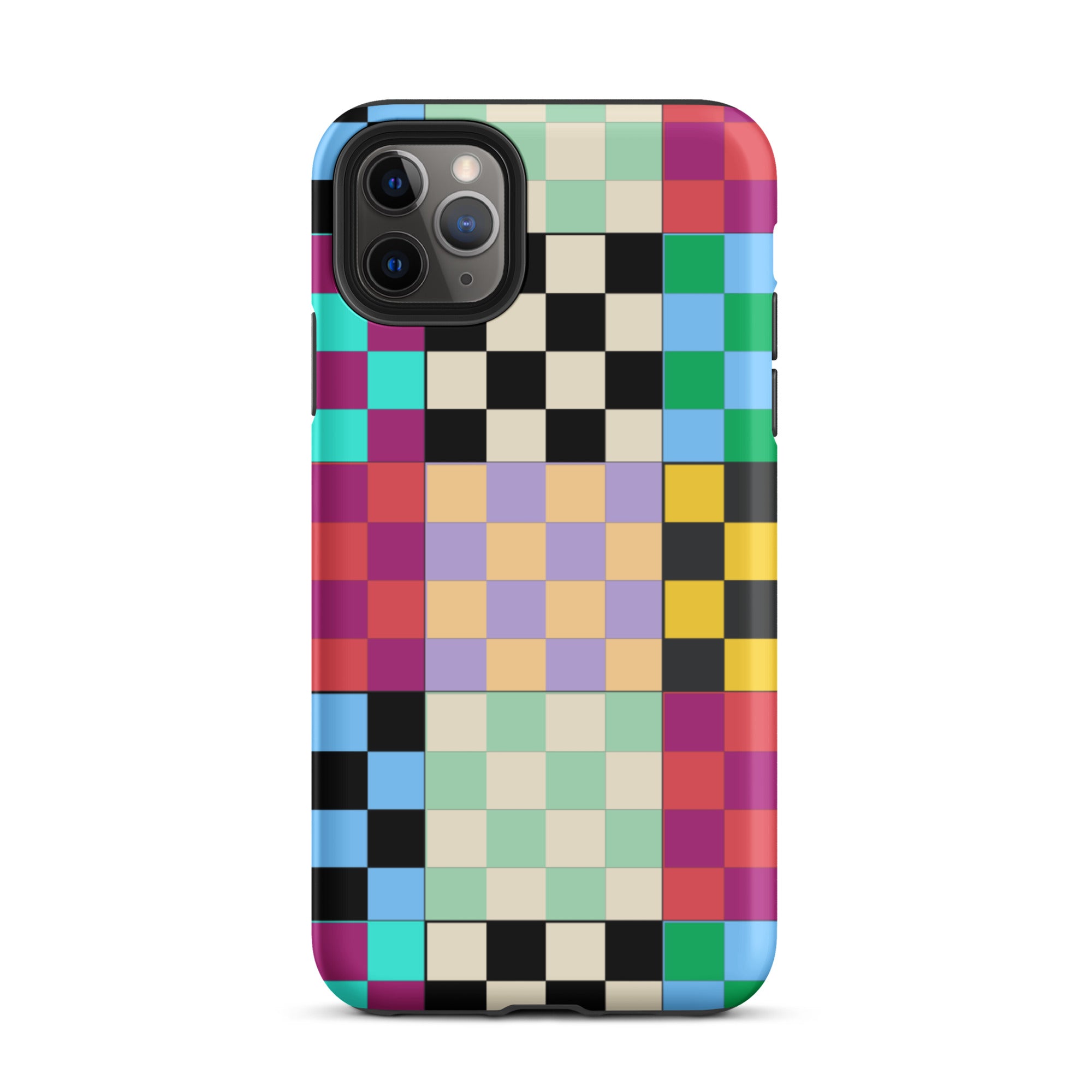 Multi-Color Checks iPhone® Dual-Layered Tough Case : Fashionable Protection, Induction Charging Compatible, Global Shipping, JHTEE Accessories. - JHTEE
