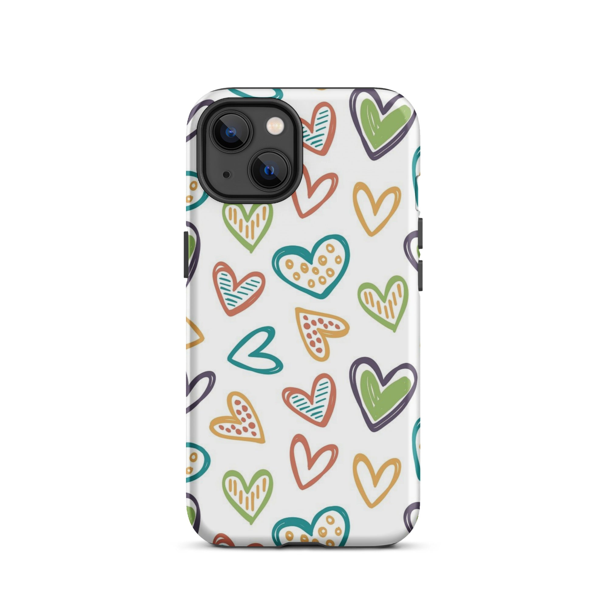 Hearts Doodle iPhone® Dual-Layered Tough Case : Fashionable Protection, Induction Charging Compatible, Global Shipping, JHTEE Accessories. - JHTEE