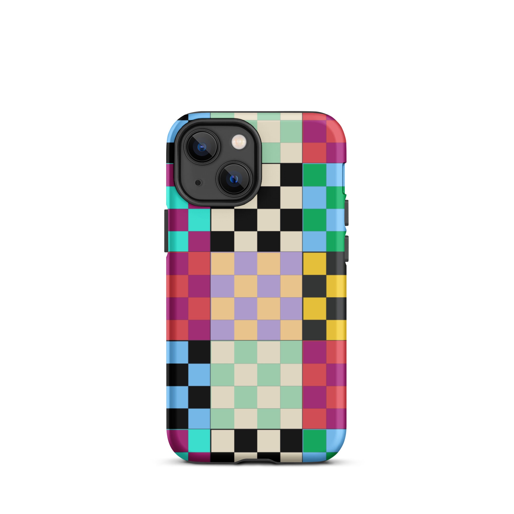 Multi-Color Checks iPhone® Dual-Layered Tough Case : Fashionable Protection, Induction Charging Compatible, Global Shipping, JHTEE Accessories. - JHTEE