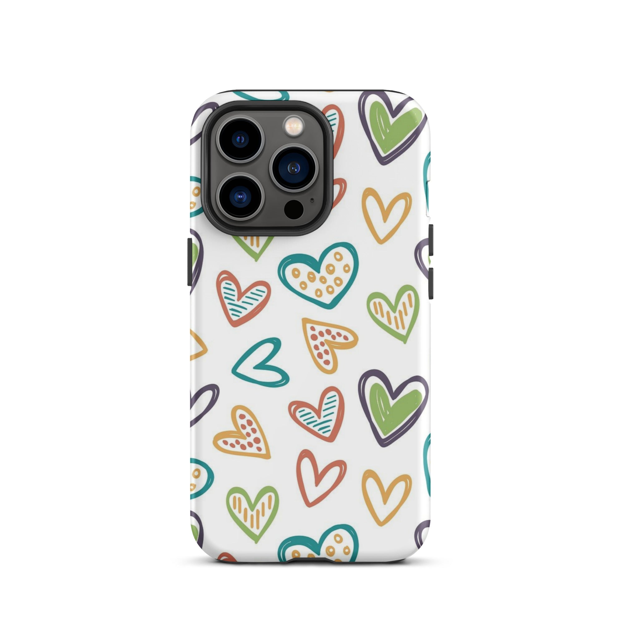 Hearts Doodle iPhone® Dual-Layered Tough Case : Fashionable Protection, Induction Charging Compatible, Global Shipping, JHTEE Accessories. - JHTEE