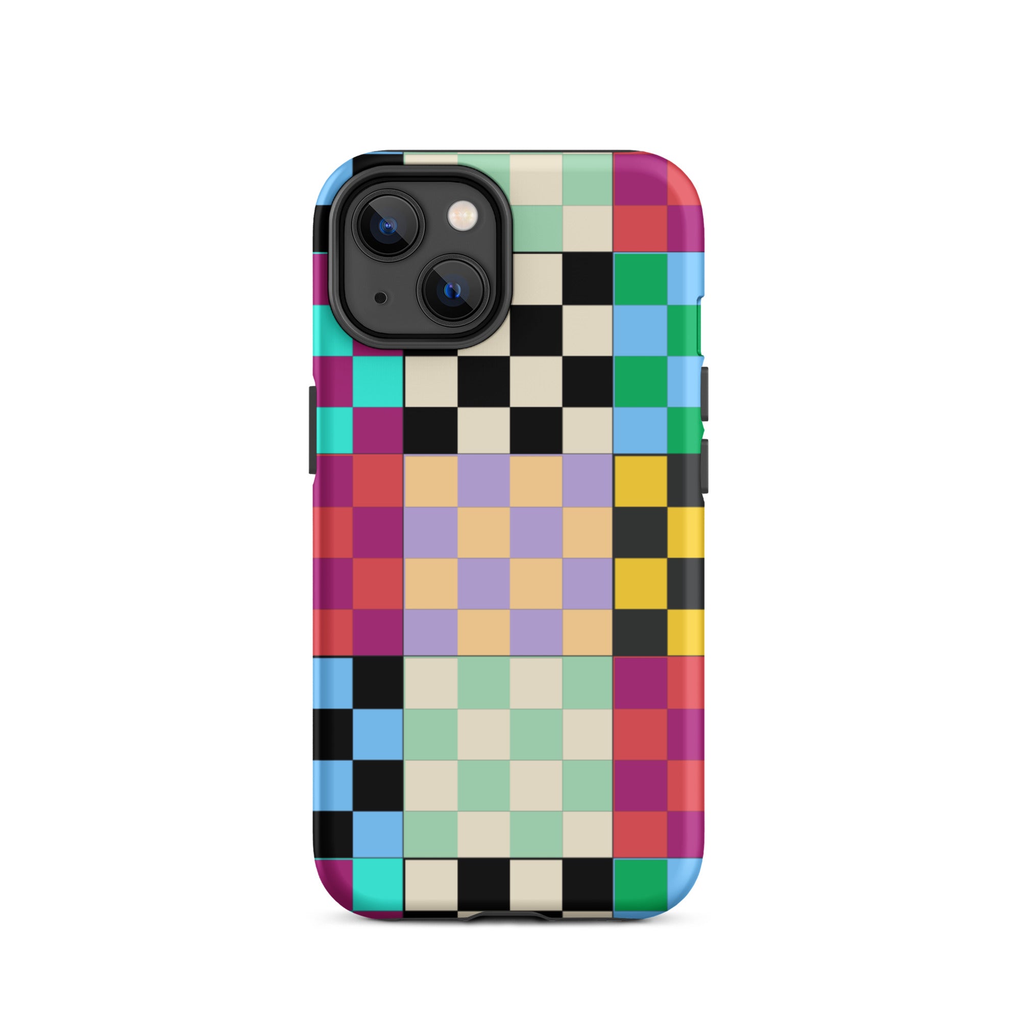Multi-Color Checks iPhone® Dual-Layered Tough Case : Fashionable Protection, Induction Charging Compatible, Global Shipping, JHTEE Accessories. - JHTEE