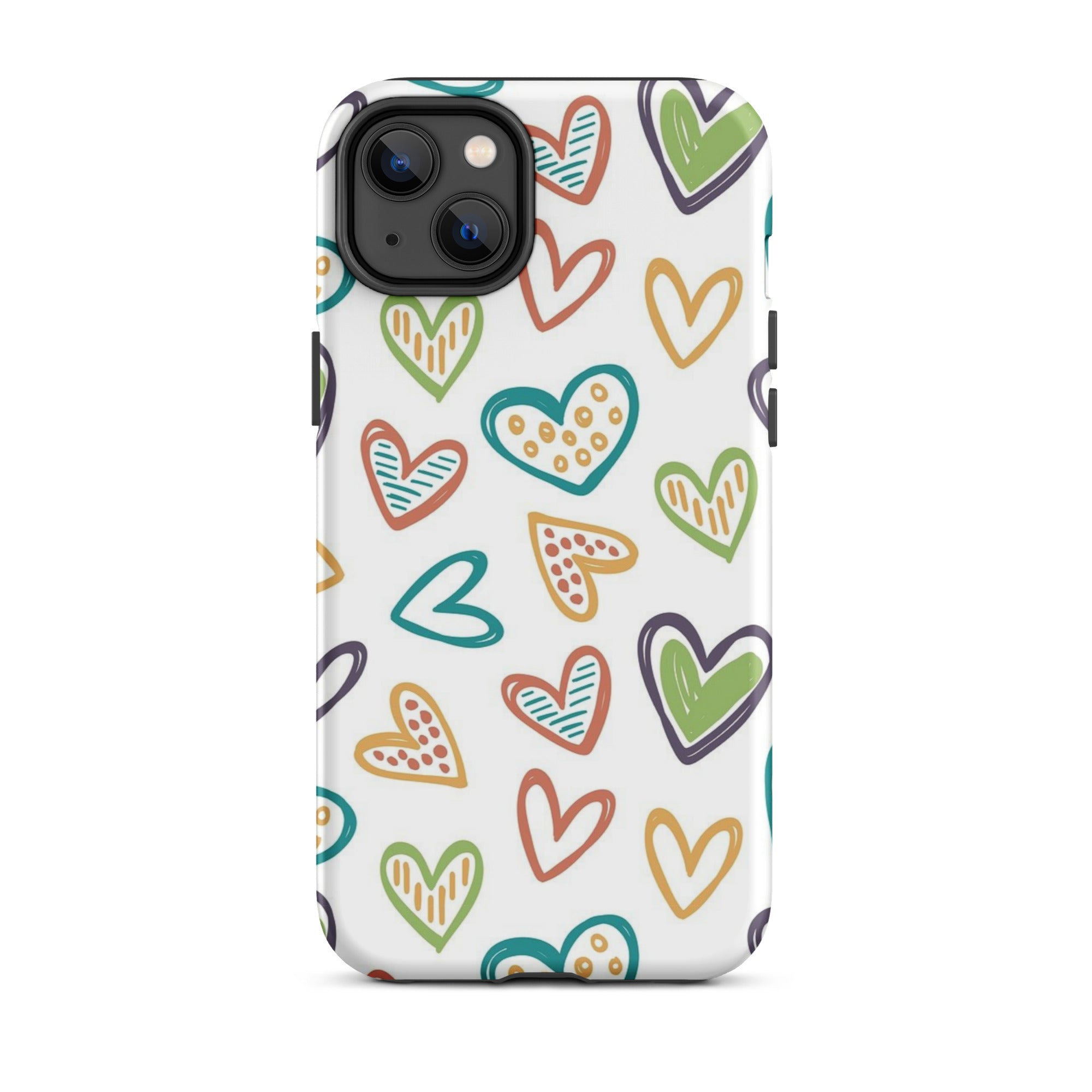 Hearts Doodle iPhone® Dual-Layered Tough Case : Fashionable Protection, Induction Charging Compatible, Global Shipping, JHTEE Accessories. - JHTEE