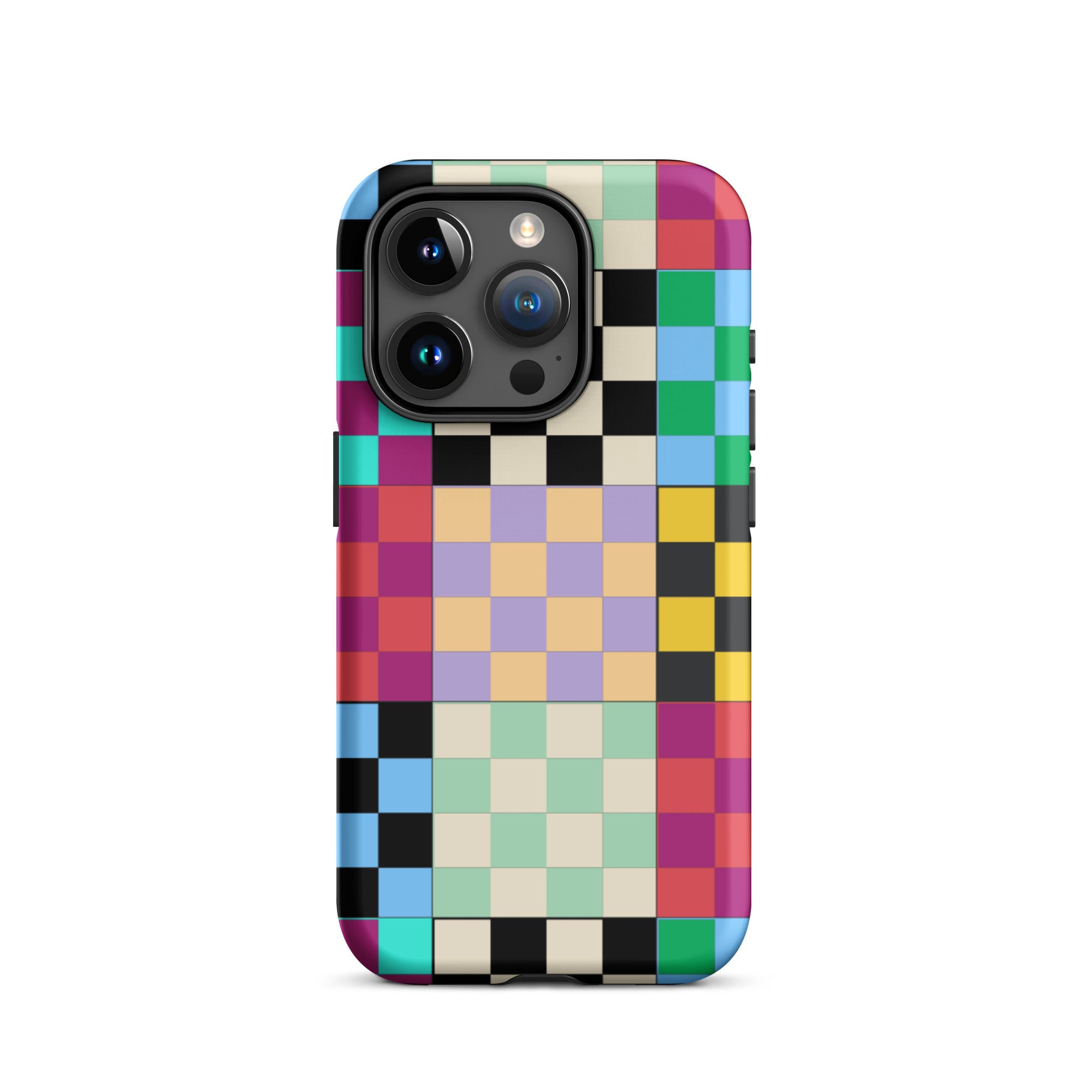 Multi-Color Checks iPhone® Dual-Layered Tough Case : Fashionable Protection, Induction Charging Compatible, Global Shipping, JHTEE Accessories. - JHTEE