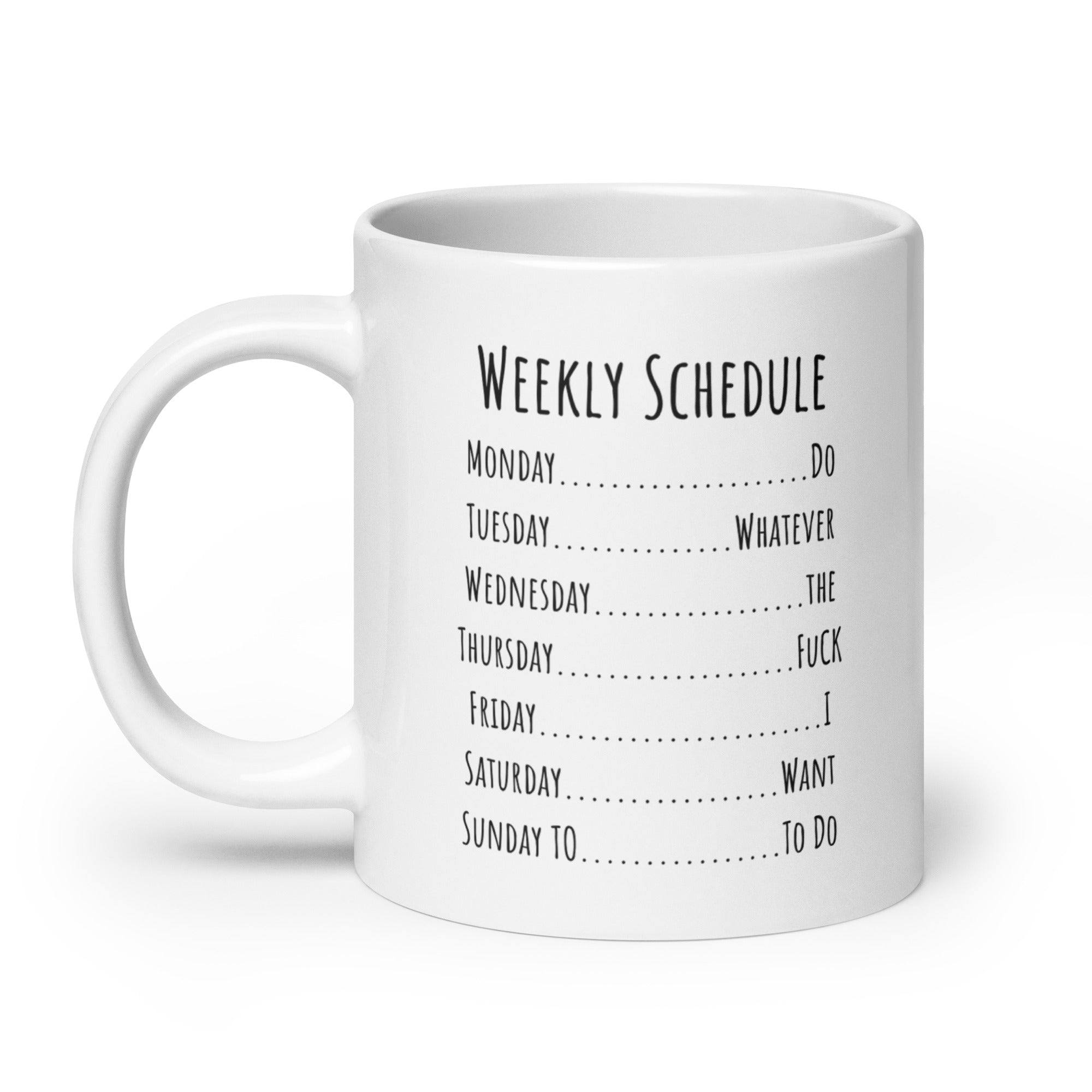 Week Schedule Ceramic Mug: Premium Quality and Style! Multiple Sizes,, Perfect for Personal Use or Gifting Occasions - JHTEE